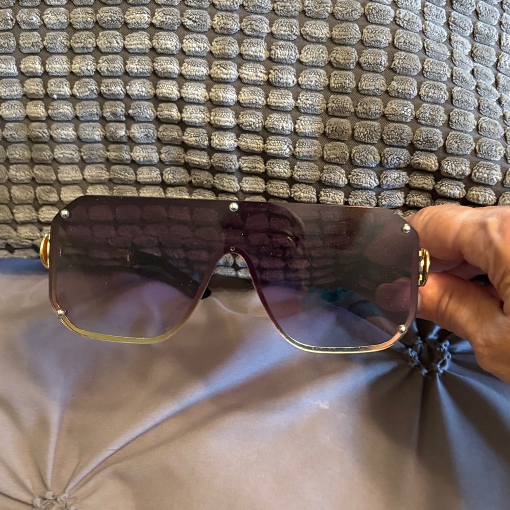 Gold Frame Sunglasses with Purple Lenses
